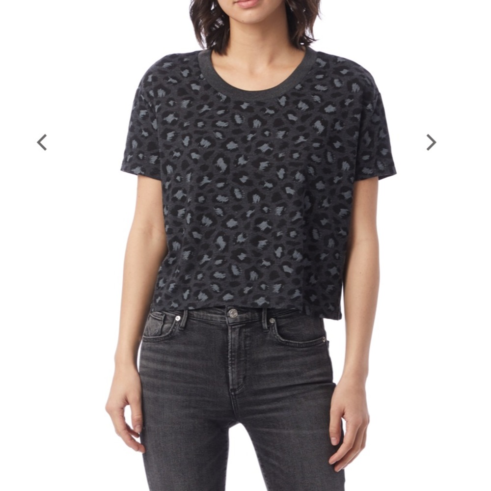 Alternative Apparel Grey Leopard-print Crop Top